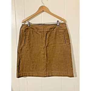 Talbots Woman Brown Corduroy Pencil Skirt Size 12 Elastic in Waist Work Career